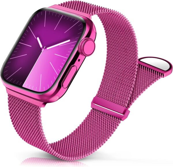 Sunnywoo Metal Stainless Steel Band Compatible with Apple Watch Bands 40mm 38mm 41mm 42mm 44mm 45mm 49mm,Silver Loop Adjustable Magnetic Strap for iWatch Series Ultra 8 7 6 5 4 3 2 1 SE for Women Men