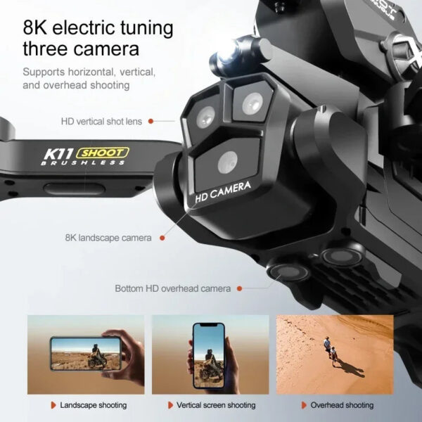 a2a200458b08ef5f For Xiaomi K11 MAX Launching Water Bombs Brushless Power Electric Adjustment Three Camera Drone Quadcopter Childs Toy
