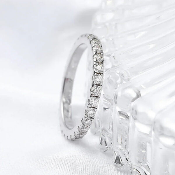 Smyoue 0.9ct 2mm Moissanite Ring for Women Men Full Enternity Match Wedding Diamond Band 100% Solid Sier Stackable Rings
