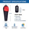 QEZER Ultralight Sleeping Bag for Adults,only 780g Backpacking Sleeping Bag Filled 600+FP Duck Down 5°C 15°C for Camping,and Hiking,Warehouse Outdoor