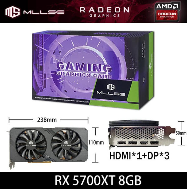 MLLSE AMD RX XT 8GB Placa De Graphics GPU GDDR6 256-bit 7nm game Video Card rtx 5700 xt 8gb Support Desktop CPU