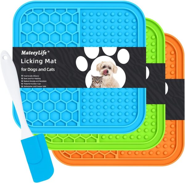 MateeyLife 3PCS Lick Mat for Dogs and Cats with Suction Cups, Dog Lick Mat for Anxiety Relief, Dog Toys to Keep Them Busy, Dog Enrichment Toys for Bathing, Cat Peanut Butter Lick Pad for Boredom