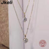 a2d94ac6c166c25f Jkeli -S Pure sier 14k gold pendant Multi-functional single diamond with six claws Zircon necklace for women gift