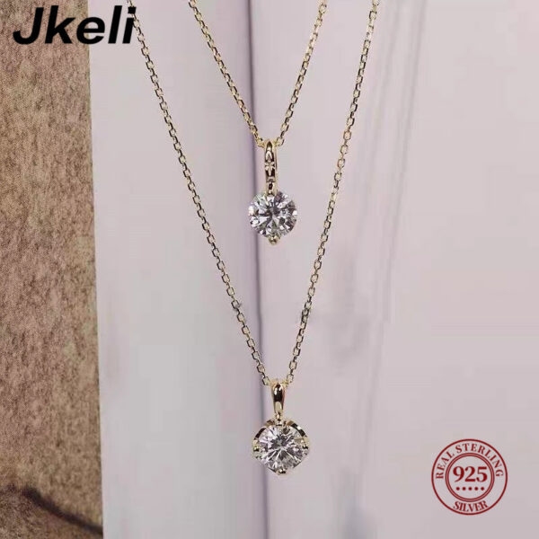 a2d94ac6c166c25f Jkeli -S Pure sier 14k gold pendant Multi-functional single diamond with six claws Zircon necklace for women gift