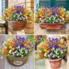 a2ff2a7375ad7e63 AmyHomie 20 Bundles Artificial Flowers Outdoor UV Resistant Faux Flowers No Fade Fake Plastic Plants Garden Porch Window Box Decorating(Bright Yellow)