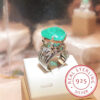 a303bbea5e1e8bee Elegant Paraiba Emerald S Sier Heart Full Diamond Couple Ring For Women Lover Geometric Valentine Day Gift Party Jewelry