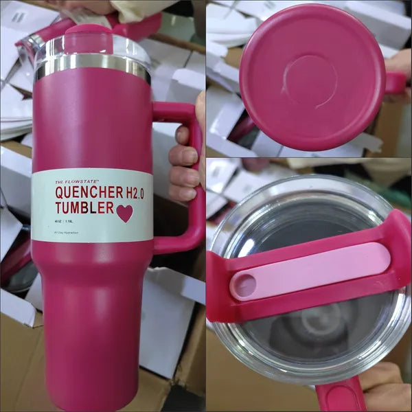 a30811fc3b414bb9 DHL New Chocolate Gold Black Chroma Quencher H2.0 40 oz tumblers cups handle insulated Straw Winter Pink Flamingo Red Car Mugs Stainless steel cup with 1:1 0319