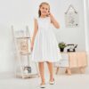 Satin Ivory Junior Bridesmaid Dress For Wedding Birthday Evening Party Ball Pagent Prom Banquet Princess Flower Girl Dresses