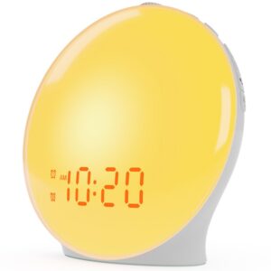 a30bee73fcd8b4ae Wake Up Light Alarm Clock Kids, Heavy Sleepers, Bedroom, with Sunrise Simulation, Sleep Aid, Dual Alarms, FM Radio, Snooze, Nightlight, Daylight, Colors, 7 Natural Sounds, Ideal for Gift