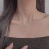 Sterling Sier Hollow Heart Necklace Sparkling Diamond Tassel Pendant Women's Clavicle Chain Wedding Jewelry Accessories