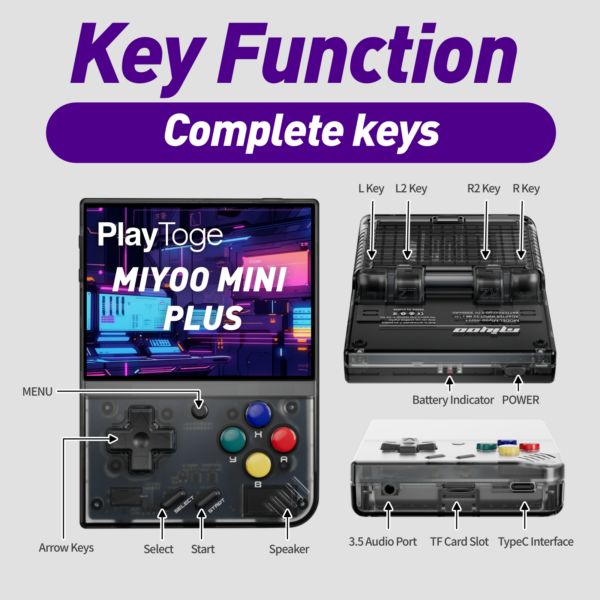 a323b9cb90fd6ebb Miyoo Mini Plus Handheld Game Console, 3.5 Inch IPS 640x480 Screen, Support External TF Card, 3000mAh Battery