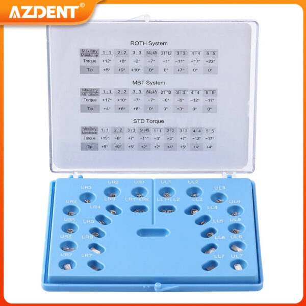 a340733a8697629b AZDENT Dental Orthodontic Brackets Self-Ligating Braces Inserted Crimpable Movable Hooks Auxiliary Hole Buccal Tube 28pcs/Box
