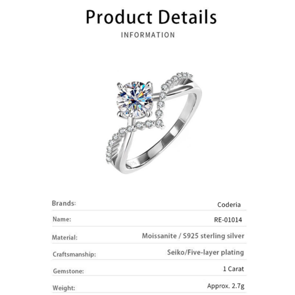 Pass Diamond Test D Color 1 Carat Moissanite Wedding Ring High Quality White Gold Rings Fashion Sterling Sier Jewelry