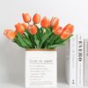 IPOPU 12PCS Pink Tulips Artificial Flowers for Decoration Fake Tulips Real Touch Fake Pink Flowers Artificial Floral Arrangements Pink Faux Tulips Decor Table Home Kitchen Wedding Decorations (Pink)