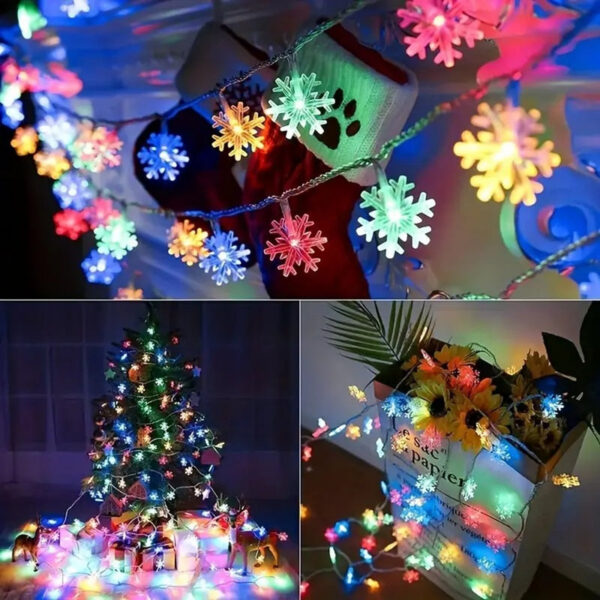 a361057fb069c65d 1pc LED Christmas Snowflake String Light Indoor & Outdoor Hanging Decorative Lighting Fairy Atmosphere Lamp For Garden Party