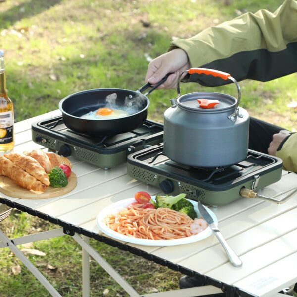 a37d8de4b0f56e76 2 Burner Propane Camping Stove,Portable Folding Gas Stove for Camping with 17200 BTU,Two Adjustable Burners with Easy Carrying Handle&Inlet Gas Pipe,Outdoor Camp Stove for Camping Backpacking