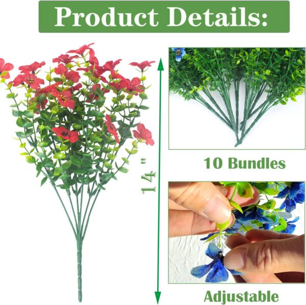 a37eff1c7eec2143 Grunyia 10 Bundles Artificial Flowers Outdoor UV Resistant Fake Flowers No Fade Faux Plants Garden Porch Window Box Decorating (White)