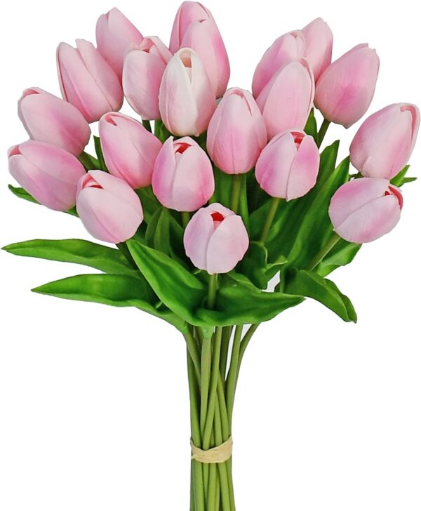 Mandy's 20pcs Red Artificial Tulip Silk Fake Flowers 13.5" for Mother's Day Easter Valentine’s Day Gifts in Bulk Home Kitchen Wedding Decorations