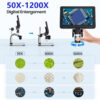 7 Inch 1080P LCD Digital Microscope 50X-1200X Soldering Electronics Microscopes With LED Lights Support PC Computer
