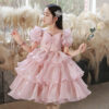 Baby wedding Party Dress Round neck printing princess Teens Kids Dresses Pageant Gown Girls dress Children’s wear