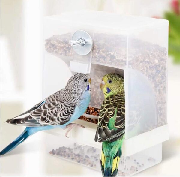 Parrot Automatic Feeder,No-Mess Bird Feeder,Cage Accessories for Budgerigar Canary Cockatiel Finch Parakeet Seed Food Container by Old Tjikko (Screw-Fixed Bird Feeder)