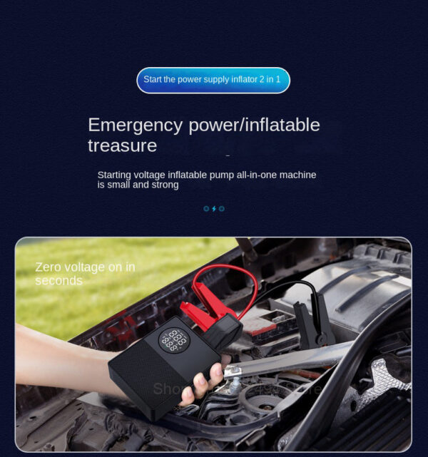 Car Emergency Start Power Supply, Digital Display, Air Pump 3-in -1 All-in-one hine, Multi-function USB Charging Treasure
