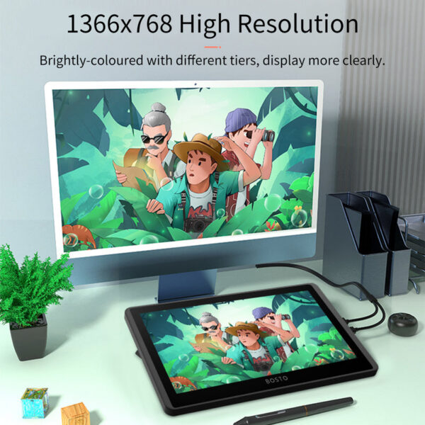 a3b968bb16491568 BOSTO 12HD-A H-IPS LCD Graphics Drawing Tablet Monitor 11.6 Inch Size 1366x768 Display 8192 Pressure Level Support Windows OS