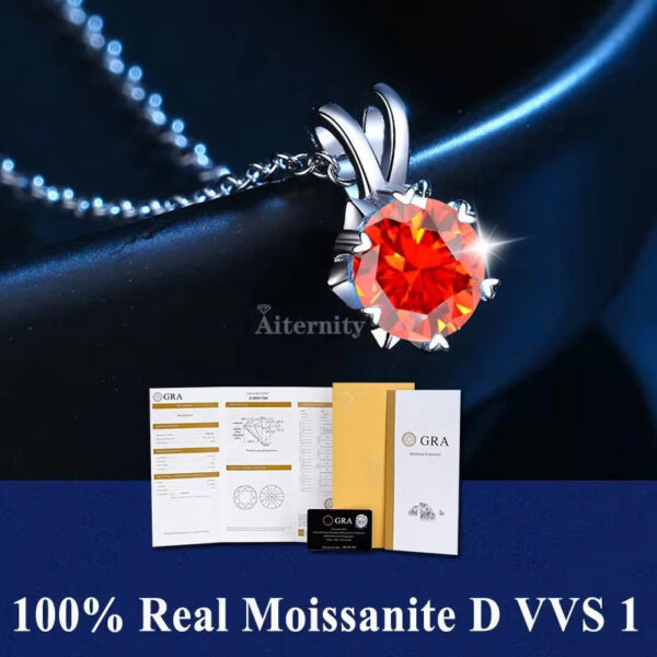 a3bb79707741fd88 S925 Sterling Silver High Jewellery 100% Moissanite Pendant Necklace D Colour with GRA Certificate for Ladies' Wedding, Party