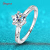 Smyoue D Color 1-3 Carat Solitaire Moissanite Engagement for Women Sparkling Lab Grown Diamond Band Ring Sier Jewelry