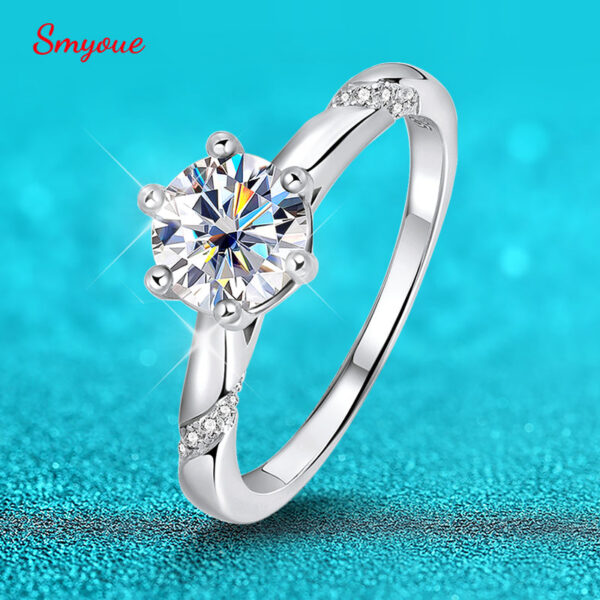 Smyoue D Color 1-3 Carat Solitaire Moissanite Engagement for Women Sparkling Lab Grown Diamond Band Ring Sier Jewelry
