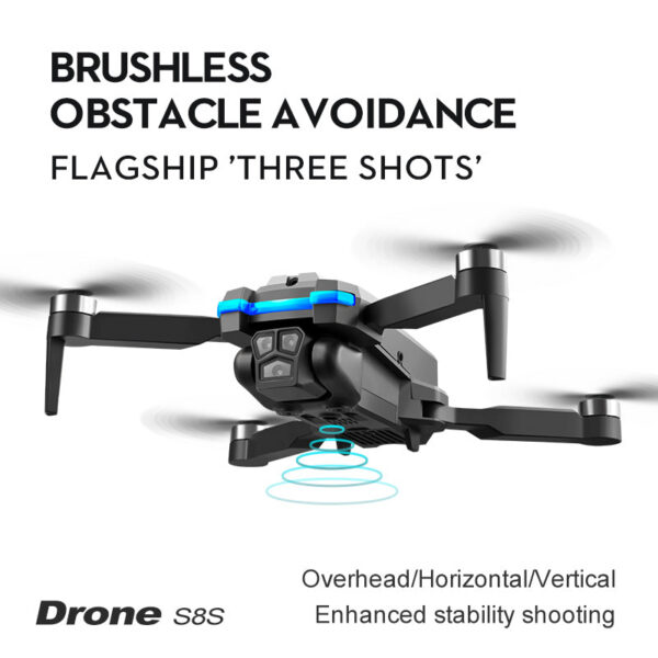 a3c4f7b0211a2688 Professional S8S RC Drone Brushless 8K Three ESC Camera Optical Flow 360° Obstacle Avoidance Headless Mode Foldable Quadcopter