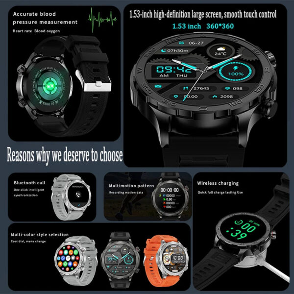 a3d1386481db46e7 New GPS Track Smart Watch Men AMOLED HD Screen Outdoor Sports Fitness Heart Rate NFC IP68 Waterproof Bluetooth Call Smart Watch