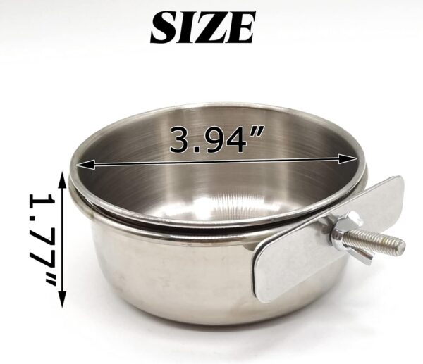 a3e2898f43cecb95 2PCS Bird Feeding Dish Cups with Spoon, Parrot Food Bowl Clamp Holder - Stainless Steel Coop Cup, Bird Cage Water Bowl for Parakeet African Greys Conure Cockatiels Lovebird Budgie Chinchilla