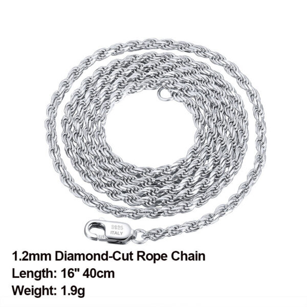 Effie Queen Italian 1.2mm1.5mm 1.7mm Diamond-Cut Rope Chain Necklace 40cm-60cm 100% Sier Woman Man Jewelry Gift DSC29