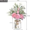 Faux Flowers with Vase,Artificial Silk Roses in Vase, Fake Plant Eucalyptus Flower Arrangement for Home Office Farmhouse Bathroom Dining Table Centerpiece Decorations Coffee Table Decor (Burgundy)