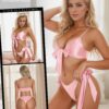 RSLOVE Women Sexy Lingerie Set Satin Bow Tie 2 Piece Bra and Panty Sets