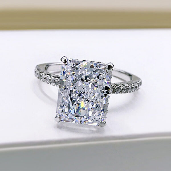a4080f06e4b059e9 OEVAS 100% Sterling Sier 8*10mm Yellow Pink Aquamarine High Carbon Diamond Radiant Cut Rings For Women Party Fine Jewelry