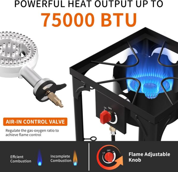 SKOK High Pressure 1/2/3 Burners Propane Camping Stove, Propane Burners for Outdoor Cooking