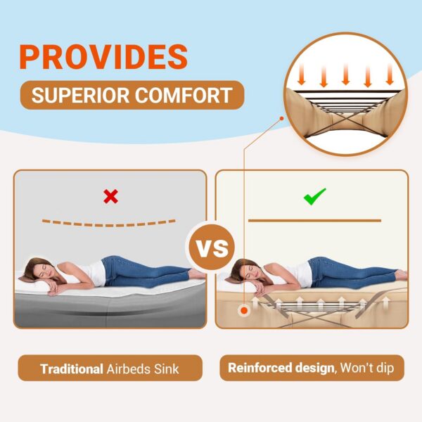KingCamp Air Mattress Frame, Portable Inflatable Camping Cot Base Heavy Duty Bed Frame for Outdoor Travel & Home Tent (Bed Only, Air Pump and Mattress Not Included)