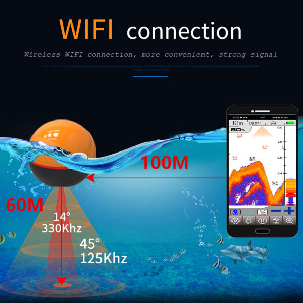 Erchang F68 WIFI Fish 100M Wireless Echo Sounder Detect Finder fishing for Lake Sea Fishing IOS& Android