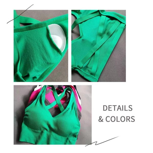 Summer Fashion Sexy Crop Top Women Hollowed Back Cross Strap Yoga Sports Bra Breathable Underwear Female Fiess Vest