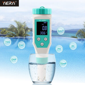 a429567b480f345d 7 in 1 PH/Free Chlorine/ORP/EC/TDS/Salt/Temp pH Meter Swimming Pool Saity Tester IP67 Waterproof for Aquarium Aquaculture Spa