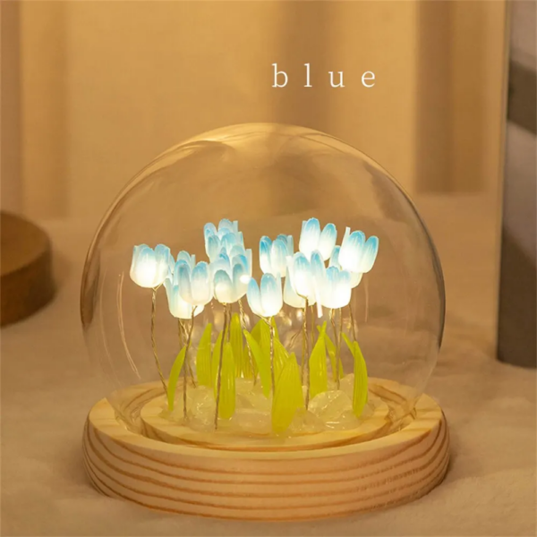 Artificial Tulip Flower Light Handmade DIY Bedside LED Night Bedroom Decor Christmas Birthday Gifts Table Lamp