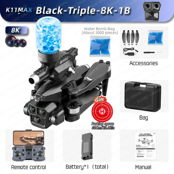 a44e3d2b034b90cc K11 Max Brushless Motor 6KM Rc Drone 8K Professinal 4K Three Camera Wide Angle Localization Obstacle Avoidance Toy Sell Apron