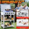 5 Burner Propane Gas Stove,400000BTU Portable Gas Stove with Support Leg Stand and Wind Blocking Cover Adapter Auto Ignition Camping Stove,propane burner for RV, Apartment, Outdoor Cooking