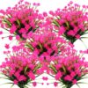 Grunyia 10 Bundles Artificial Fake Flowers, Faux Outdoor Plastic Plants UV Resistant Shrubs Outside Indoor Decorations (Purple-Eucalyptus)