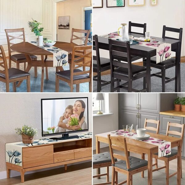 a49d8f862cc262ba Tulip Linen Rustic Farmhouse Style Runner 13X70 Inch,Kitchen Dining Table Decoration for Indoor Outdoor Home