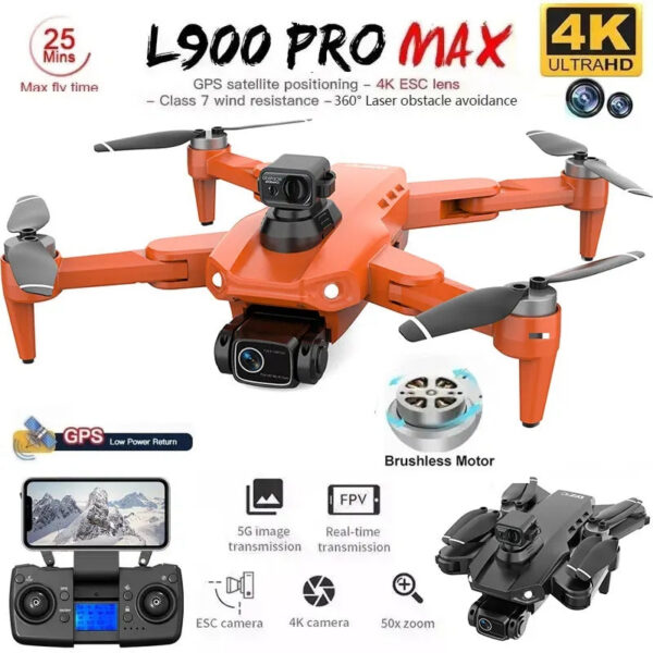 a4a9541cbf188f97 L900 Pro MAX GPS 4K Professional HD Dual Camera 5G Wifi 360° Obstacle Avoidance Brushless Foldable Quadcopter RC Drone Toy