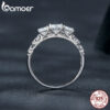 BAMOER 1.1CTTW Round Moissanite Platinum Plated for Women D Color VVS1 EX Lab Diamond Engagement Sterling Sier Ring