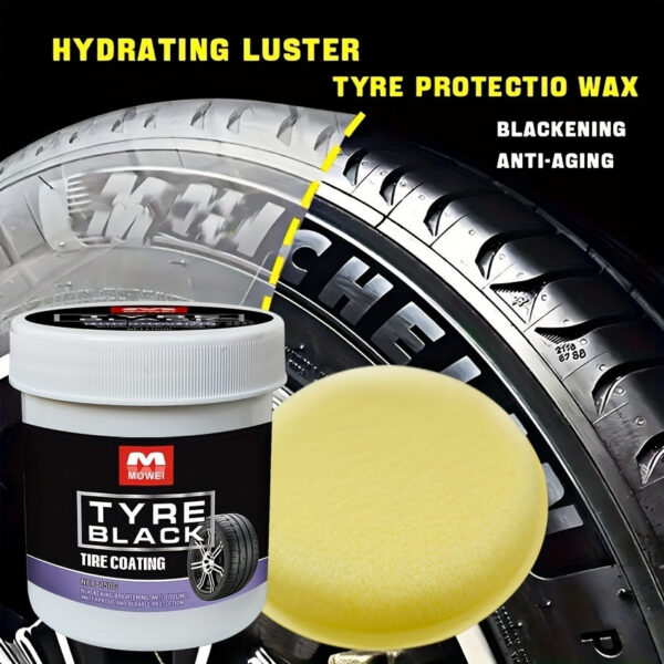 Blackening Wax - Hydrating Luster and Protection, Anti-Aging Tire Care Coating with Sponge Applicator